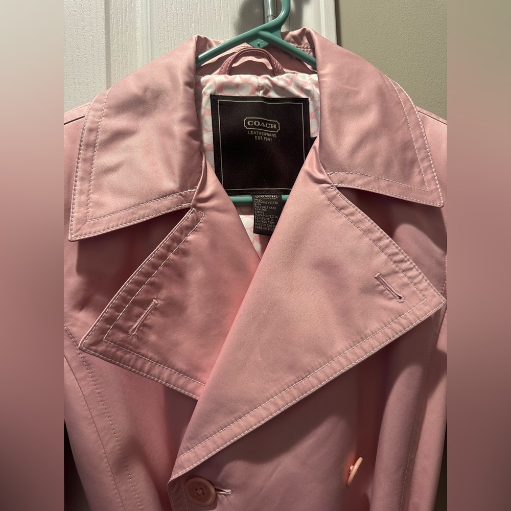 Authentic New Coach Vintage Blush Pink Women's Trench Rain Coat! SZ 8 - Picture 9 of 9